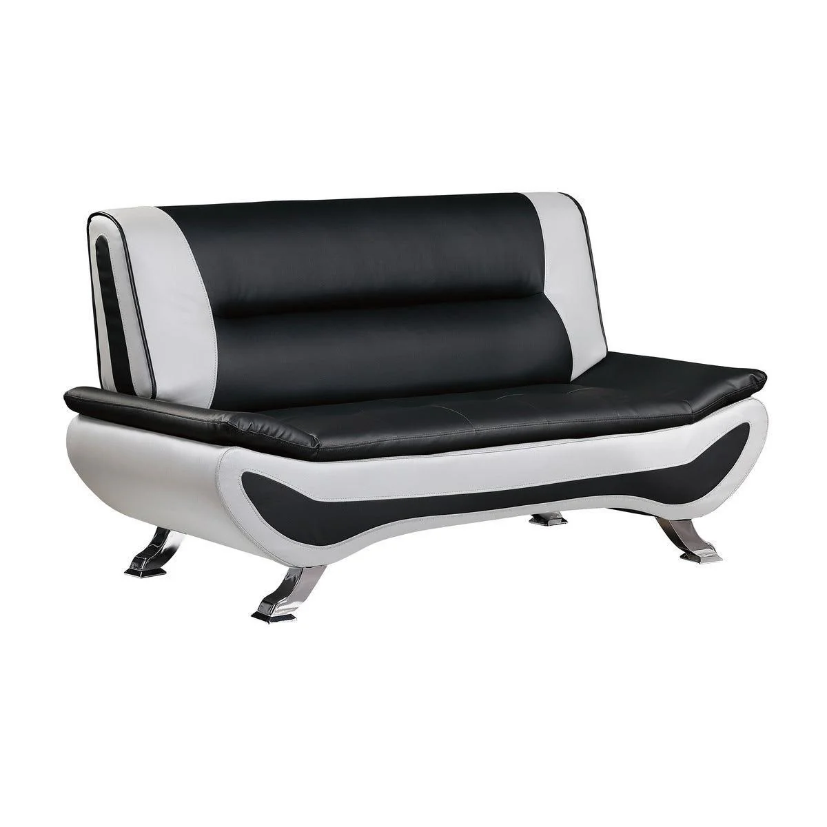 Veloce Black White Faux Leather Love Seat - Image 2