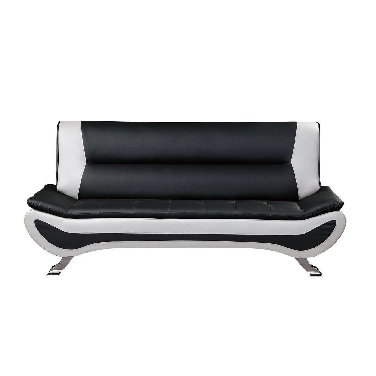 Veloce Black White Faux Leather Sofa