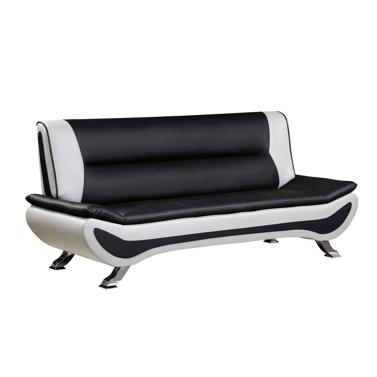 Veloce Black White Faux Leather Sofa - Image 2