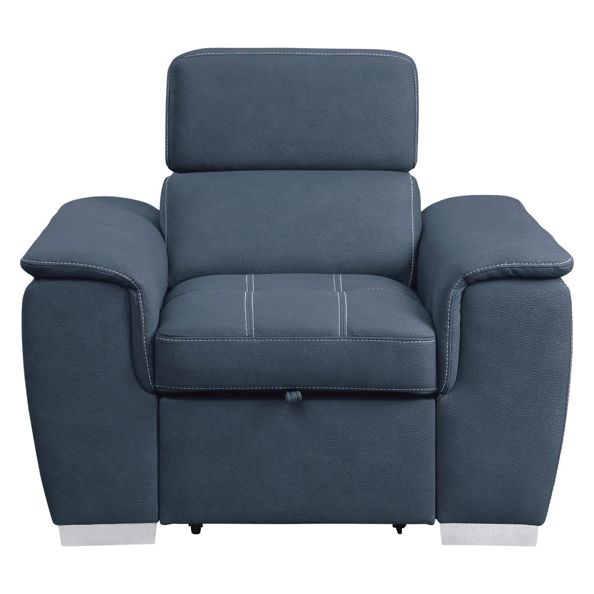 Ferriday Blue Chair with Pull-out Ottoman - Image 1