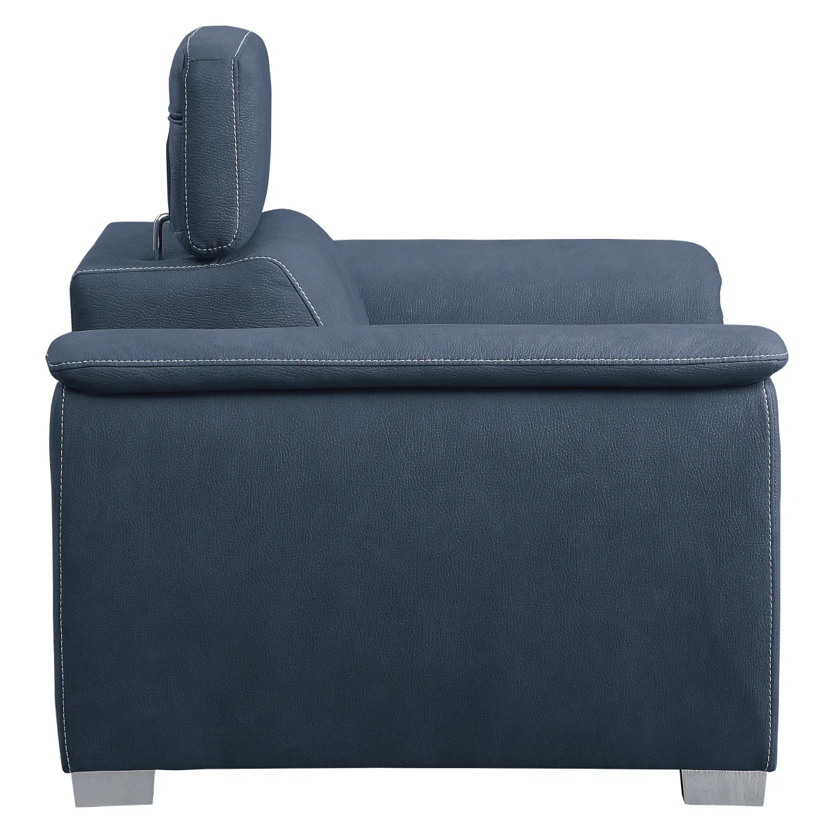 Ferriday Blue Chair with Pull-out Ottoman - Image 3