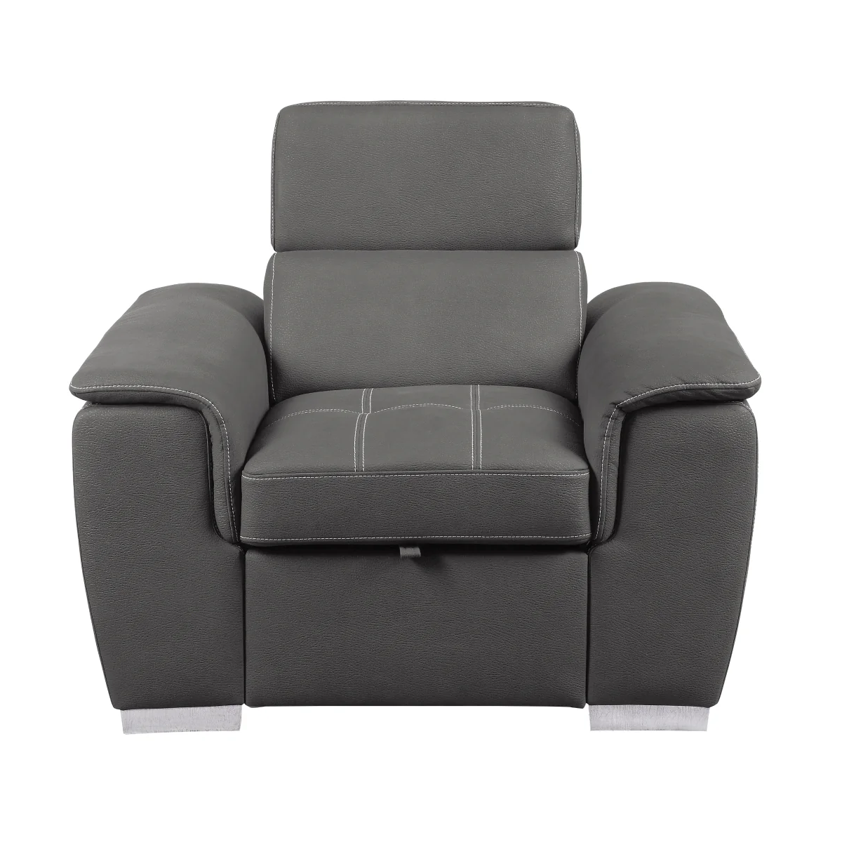 Ferriday Gray Chair with Pull-out Ottoman - Image 1