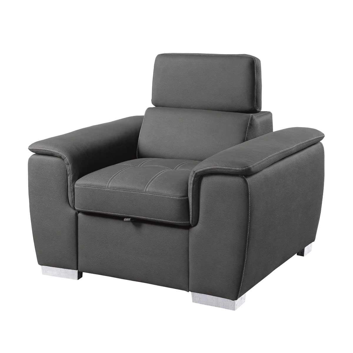 Ferriday Gray Chair with Pull-out Ottoman - Image 2