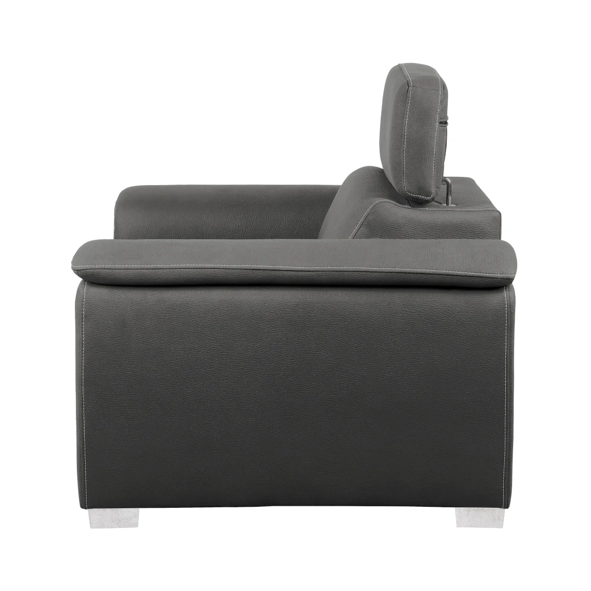 Ferriday Gray Chair with Pull-out Ottoman - Image 3