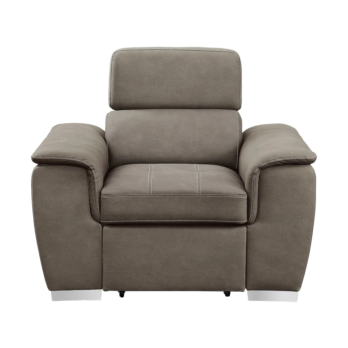 Ferriday Taupe Chair with Pull-out Ottoman - Image 1