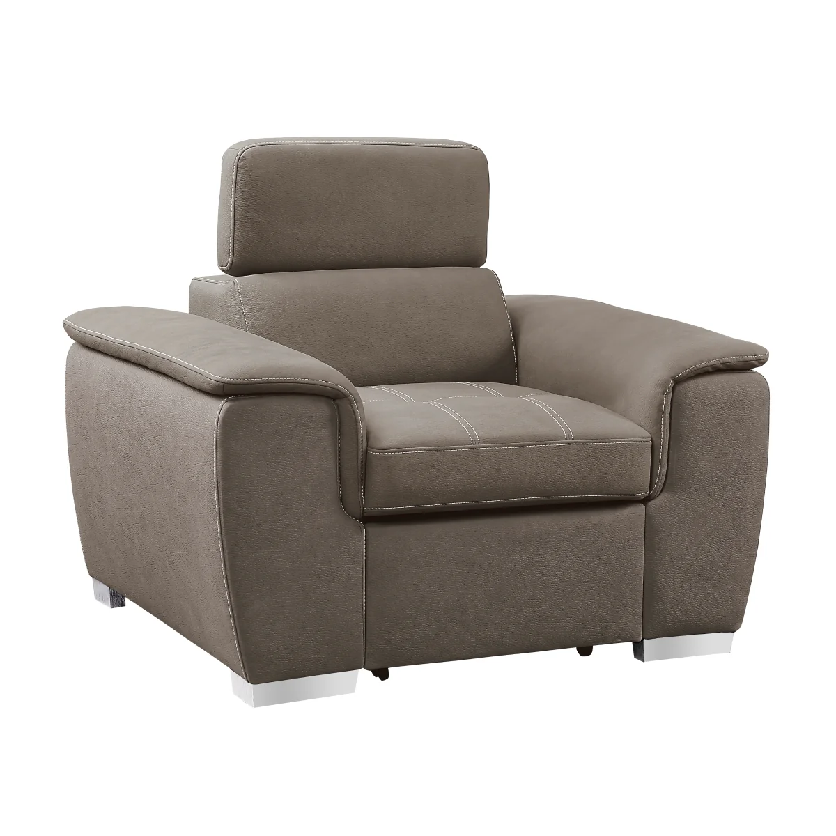 Ferriday Taupe Chair with Pull-out Ottoman - Image 2