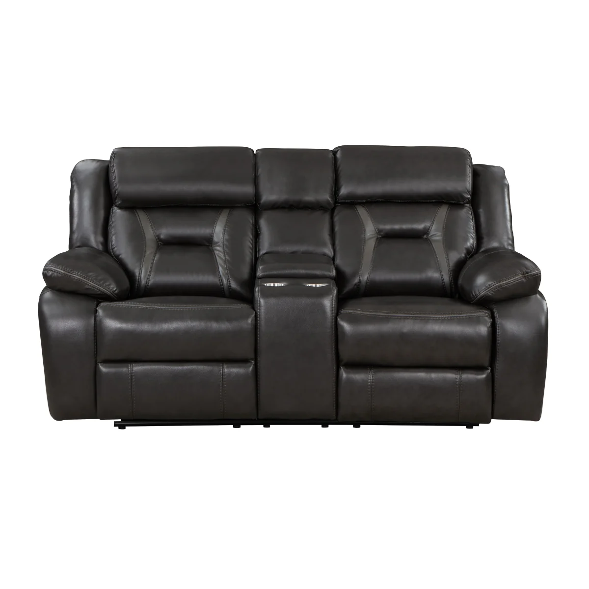 Amite Dark Gray Faux Leather Reclining Loveseat