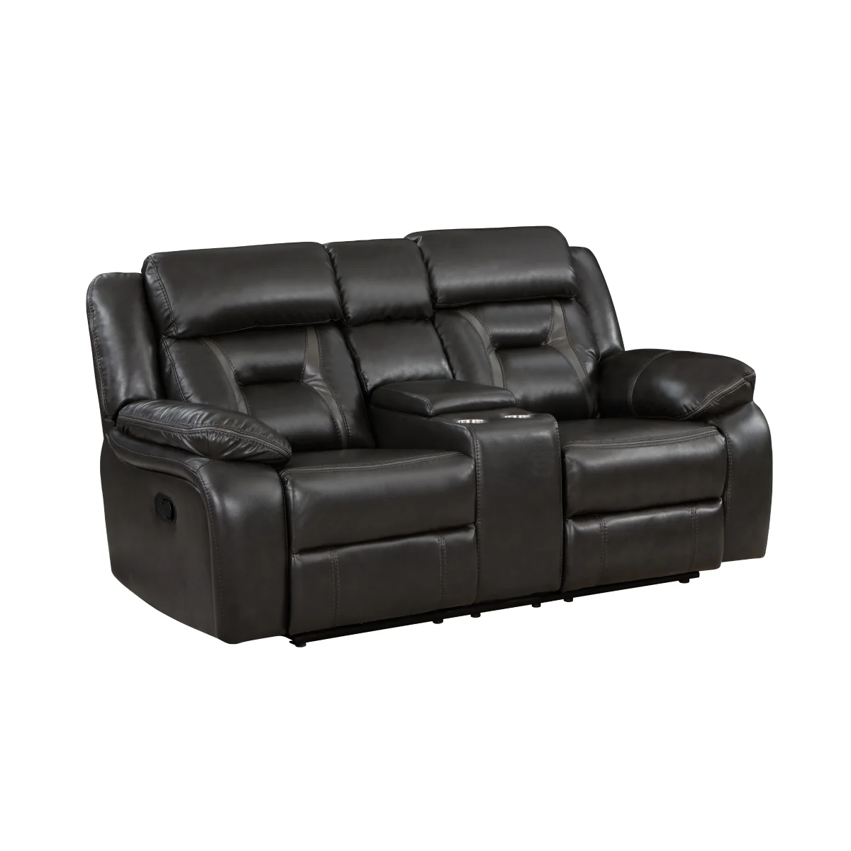 Amite Dark Gray Faux Leather Reclining Loveseat - Image 2
