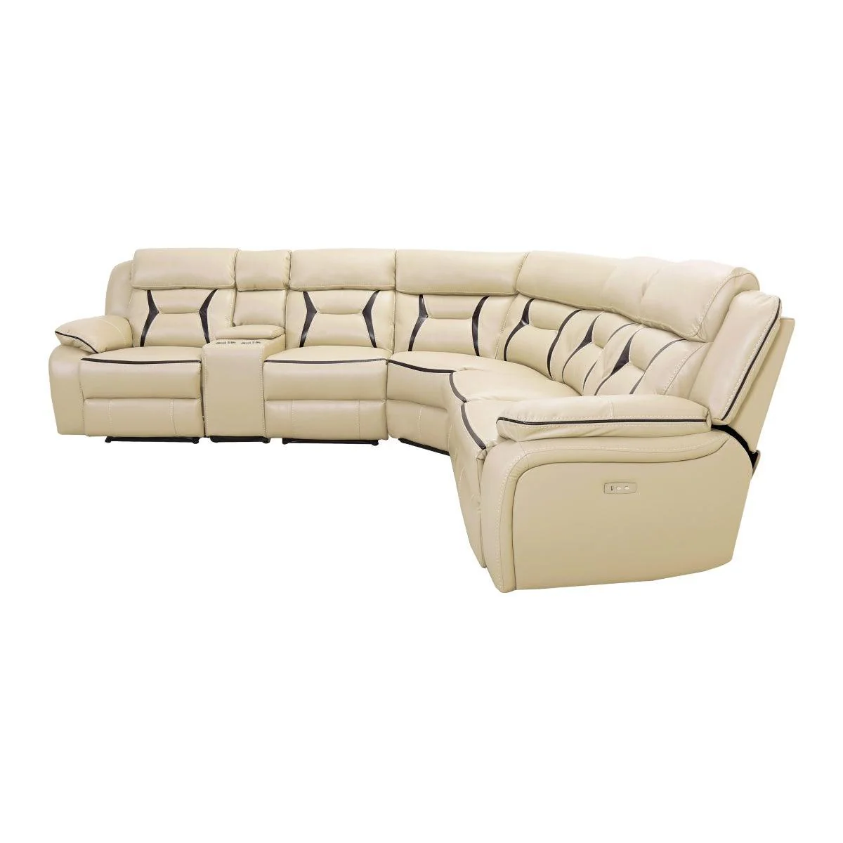 Amite Beige Faux Leather 6-Piece Modular Power Reclining Sectional - Image 3