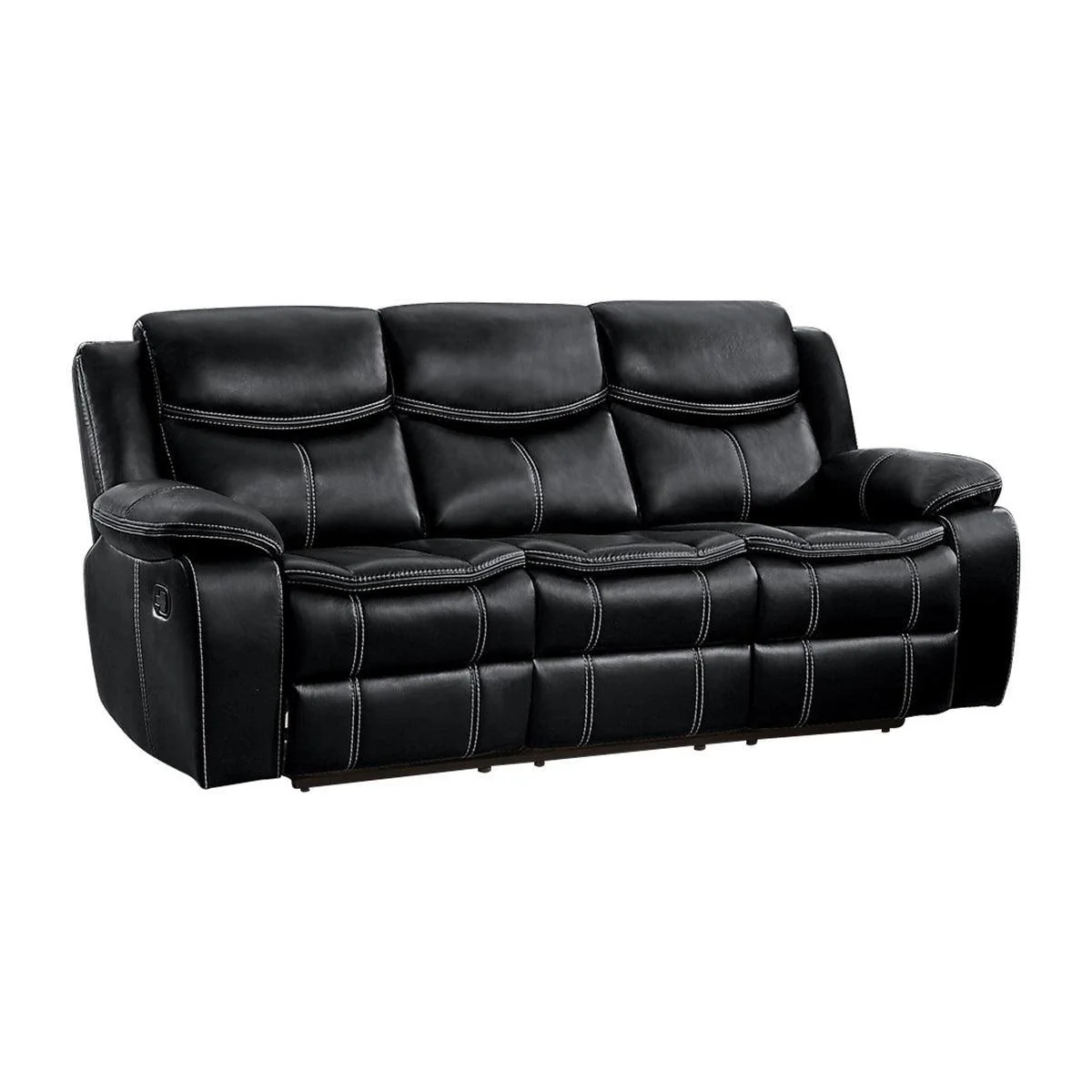 Bastrop Black Faux Leather Double Reclining Sofa - Image 2
