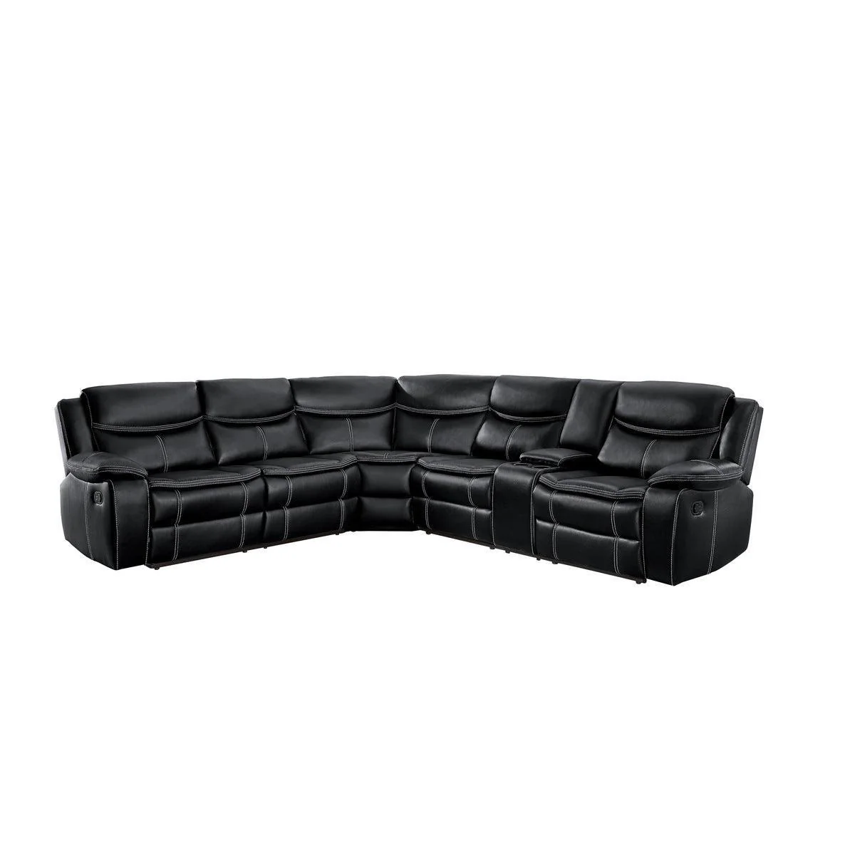 Bastrop Black Faux Leather 3-Piece Sectional With Right Console - Image 1