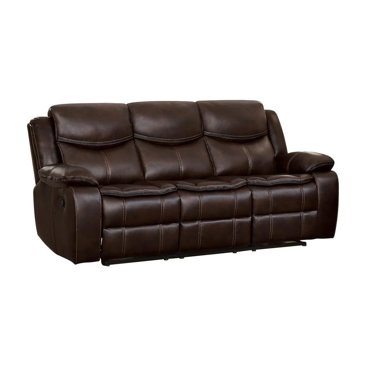 Bastrop Brown Faux Leather Double Reclining Sofa - Image 2