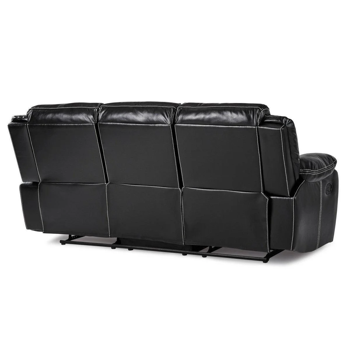 Bastrop Black Faux Leather Double Reclining Sofa - Image 3