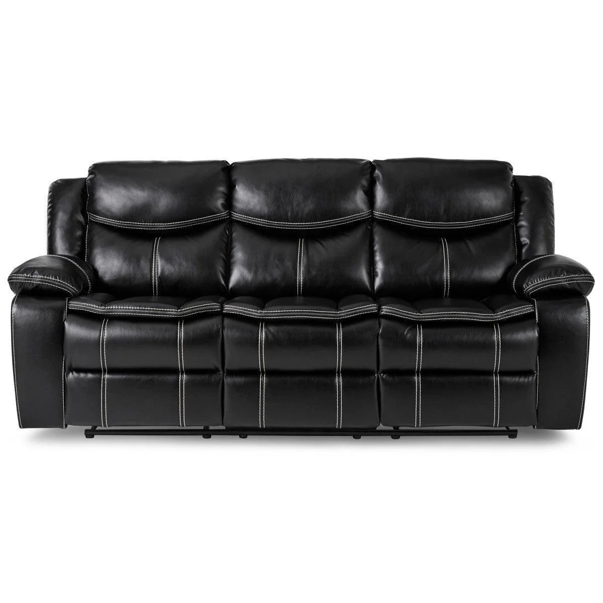 Bastrop Black Faux Leather Double Reclining Sofa