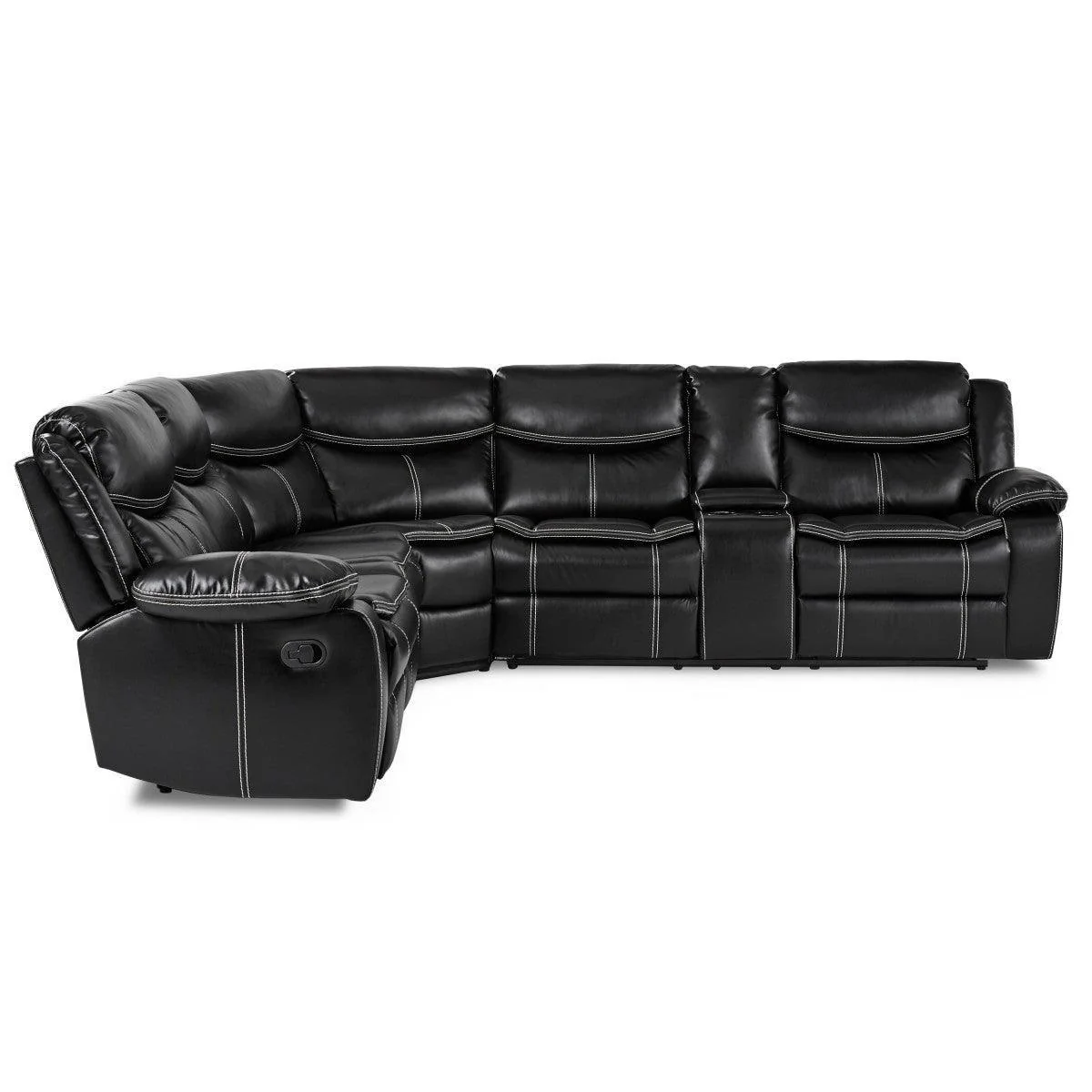 Bastrop Black Faux Leather 3-Piece Sectional With Right Console - Image 3