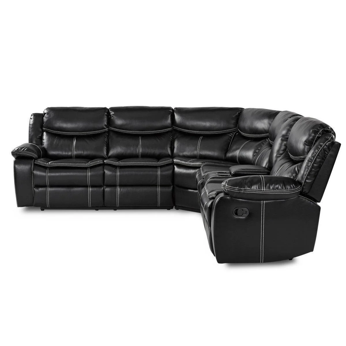 Bastrop Black Faux Leather 3-Piece Sectional With Right Console - Image 2
