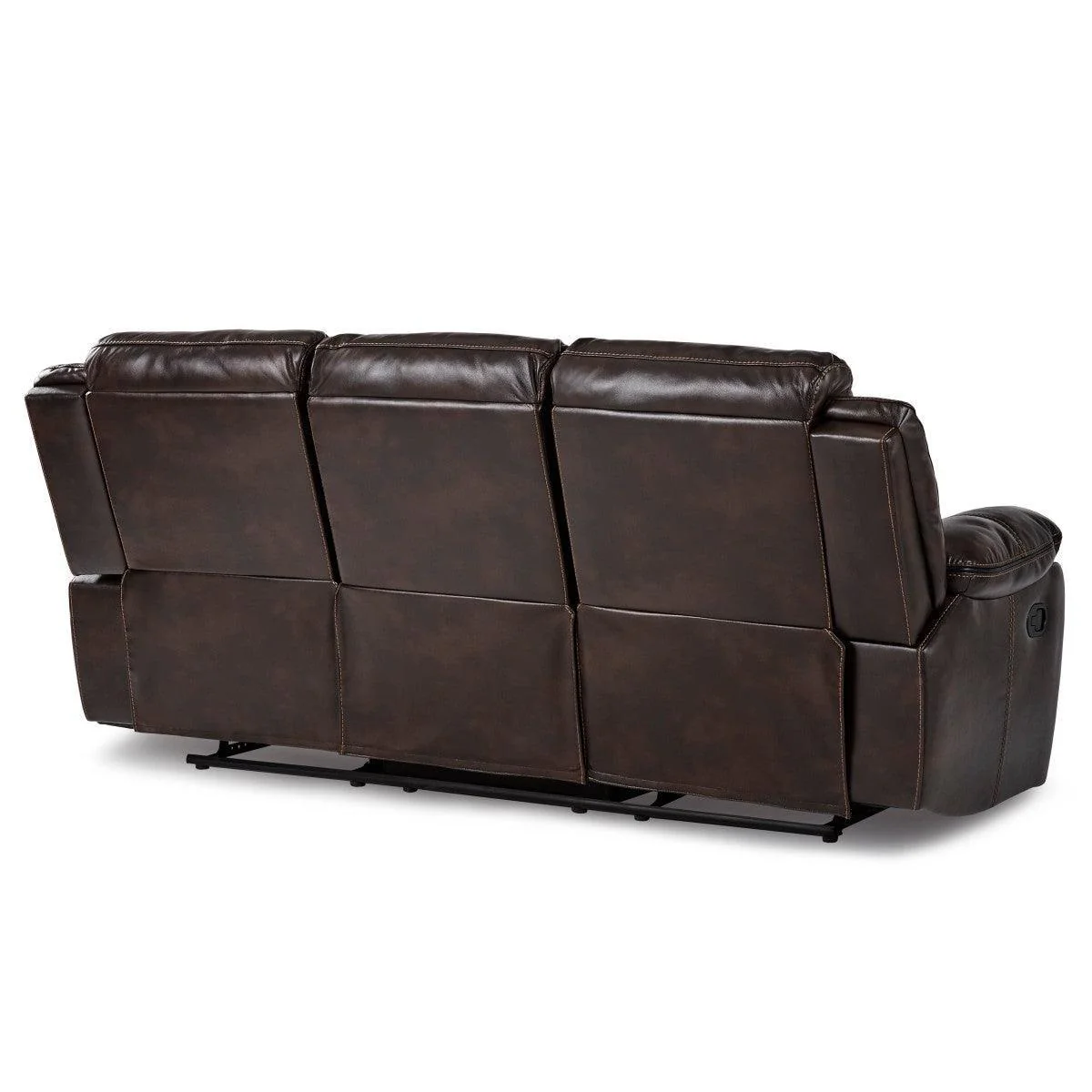 Bastrop Brown Faux Leather Double Reclining Sofa - Image 3
