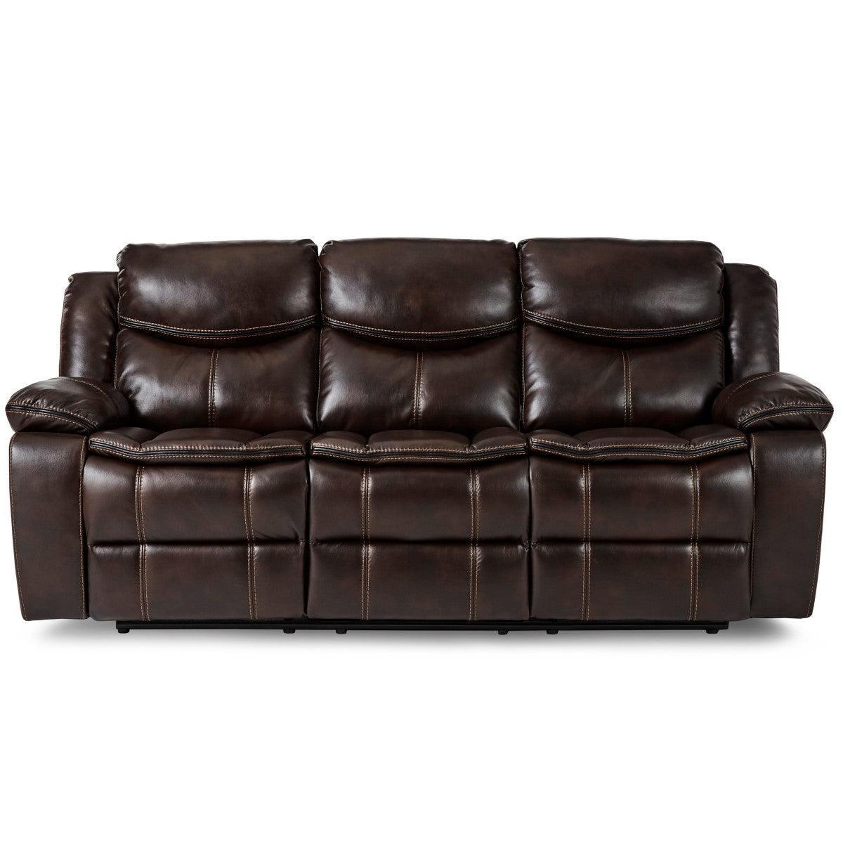 Bastrop Brown Faux Leather Double Reclining Sofa