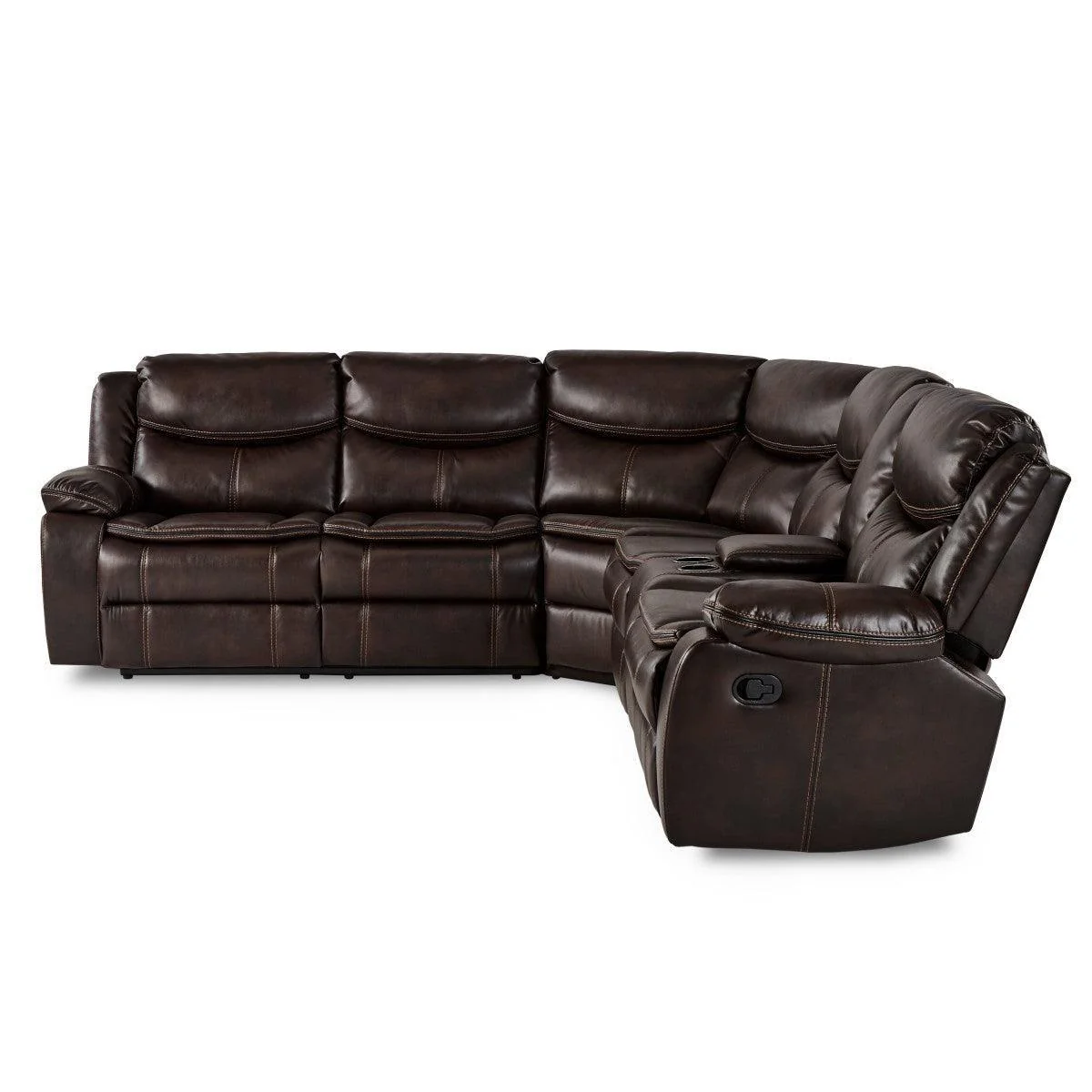 Bastrop Brown Faux Leather 3-Piece Sectional With Right Console - Image 3