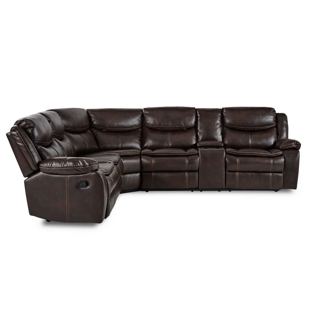 Bastrop Brown Faux Leather 3-Piece Sectional With Right Console - Image 2