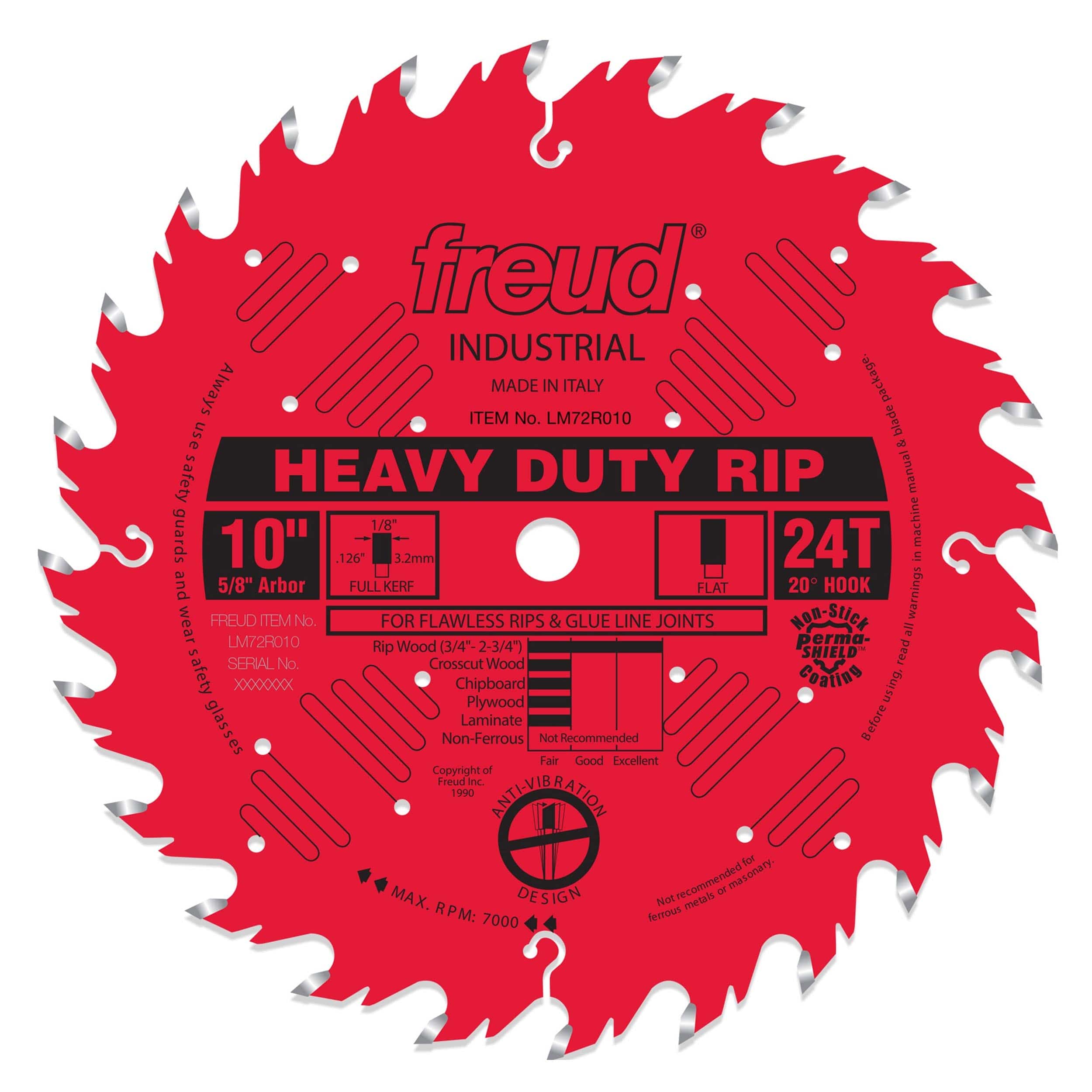 LM72R010 Ripping Saw Blade 10″ x 5/8″ Bore x 24 Tooth Flat Top