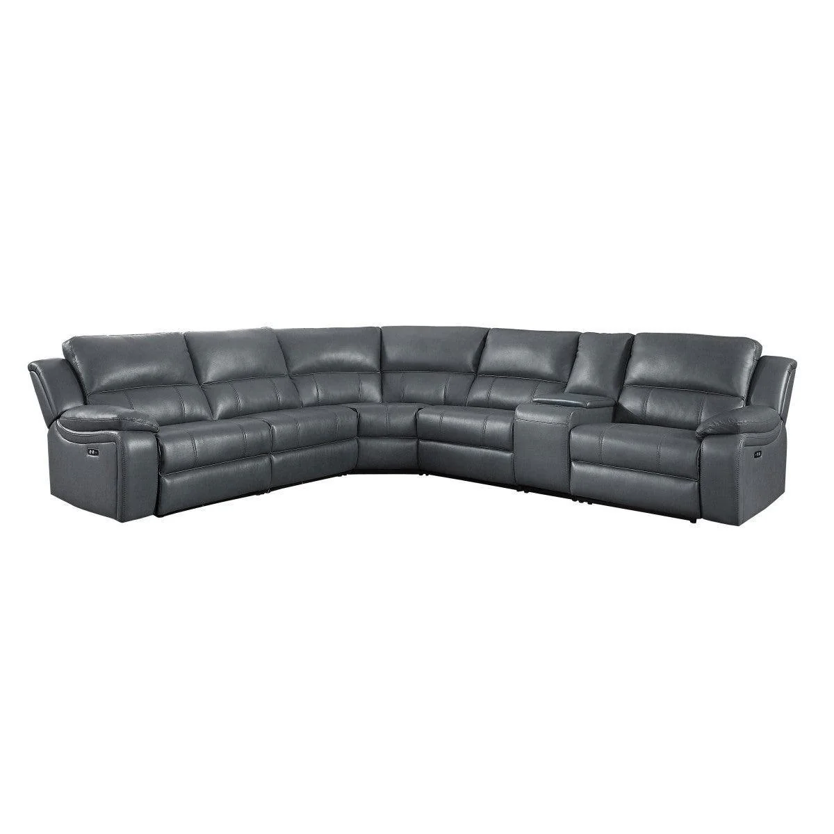 Falun Gray Faux Leather 6-Piece Modular Power Reclining Sectional - Image 1
