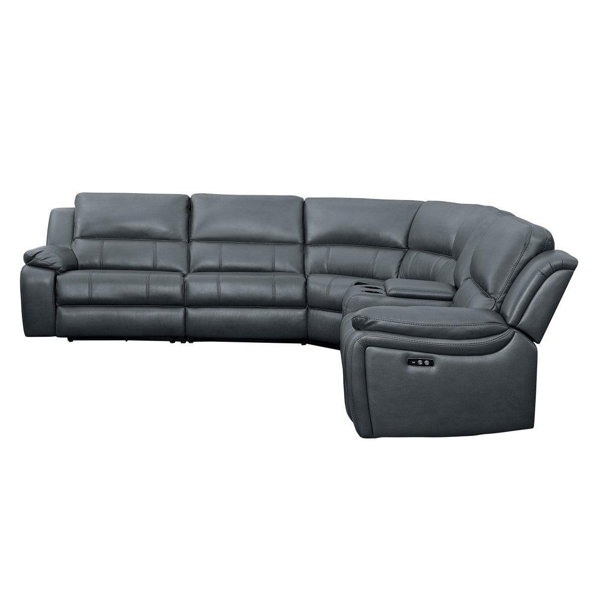 Falun Gray Faux Leather 6-Piece Modular Power Reclining Sectional - Image 3