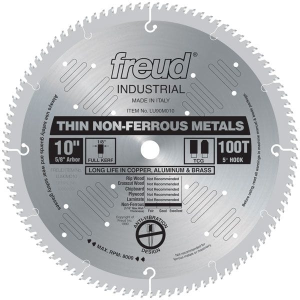 LU90M010 Circular Saw Aluminium Saw Blade 10″ x 5/8″ Bore x 100 Tooth TCG