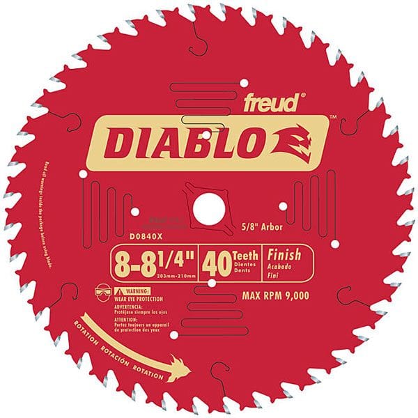 D0840X Diablo Finishing Blade, 8-1/4" diameter, 5/8" arbor, 40 teeth ATB - Image 1