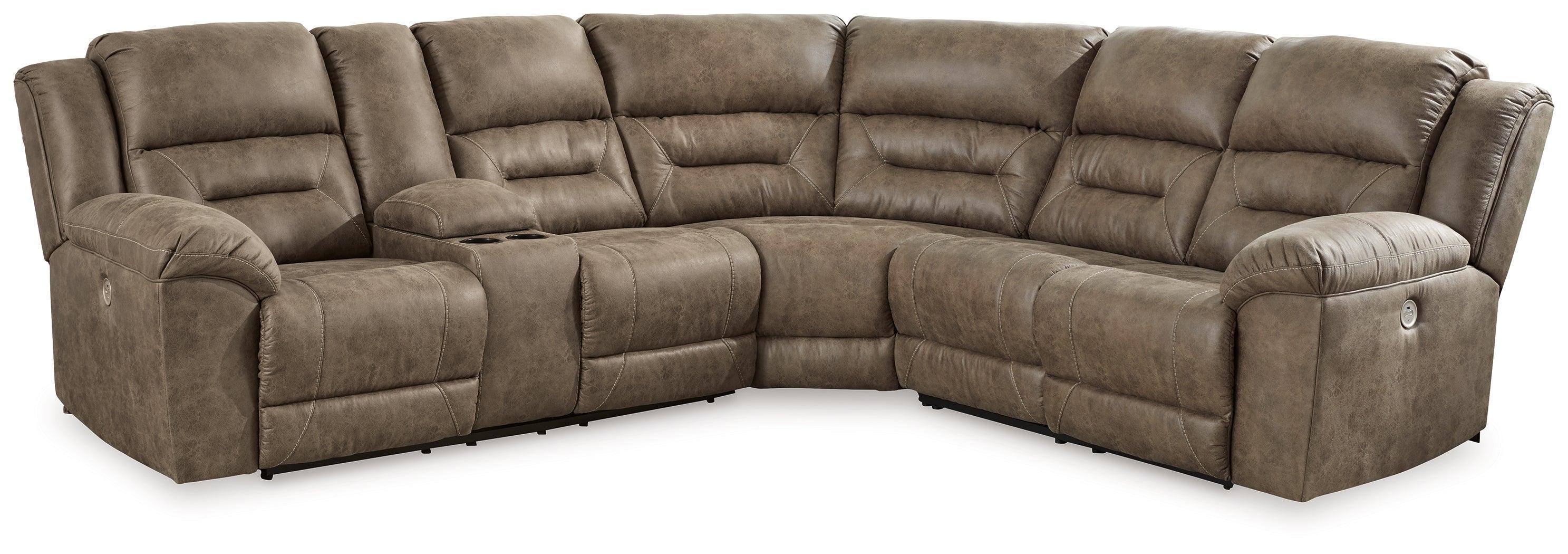 Ravenel Fossil Faux Leather 3-Piece Power Reclining Sectional - Image 2