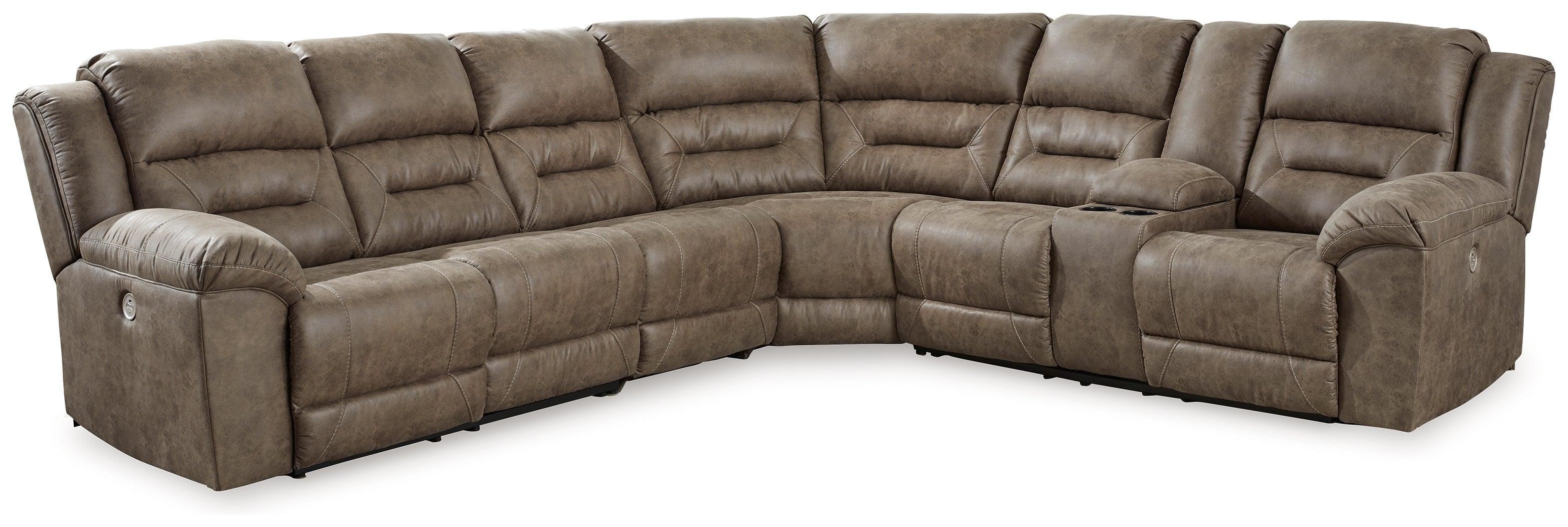 Ravenel Fossil Faux Leather 4-Piece Power Reclining Sectional - Image 2