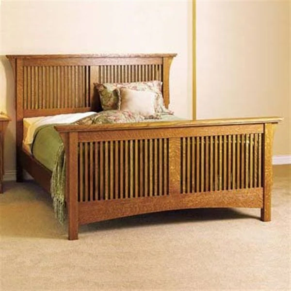 Woodworking Project Paper Plan to Build Arts & Crafts Bed - Image 1