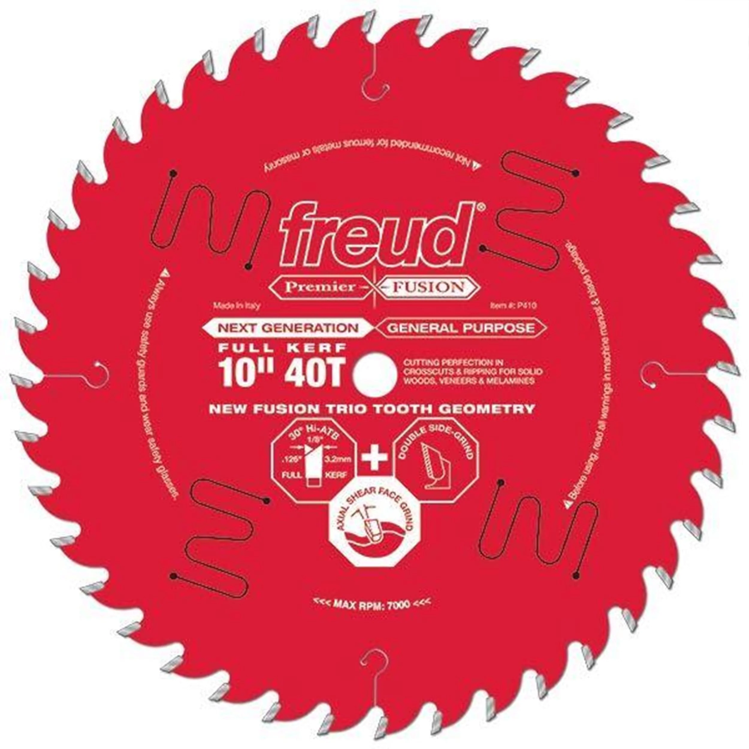 P410 Fusion Premier Circular Saw Blade 10" x 5/8" Bore x 40 Tooth - Image 1