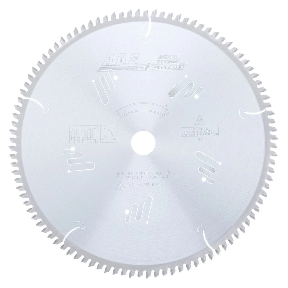 12″ X 100 Heavy Miter Blade 4+1, -5 Degree 1″Bore