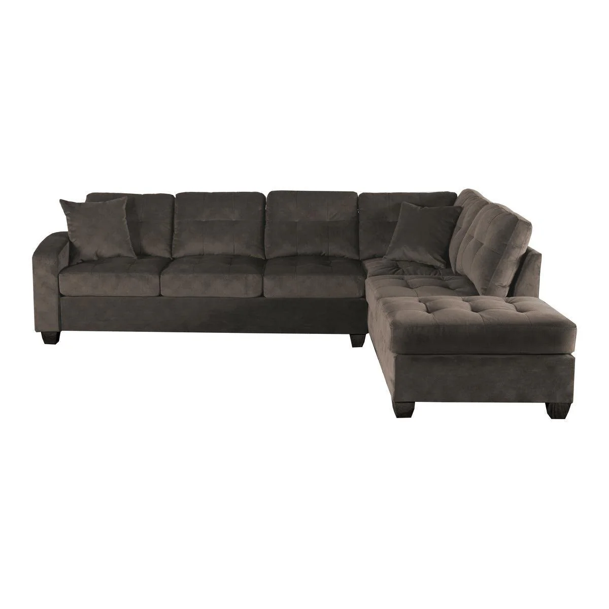 Emilio Brown Fabric 3-Piece Reversible Sectional With Ottoman - Image 3
