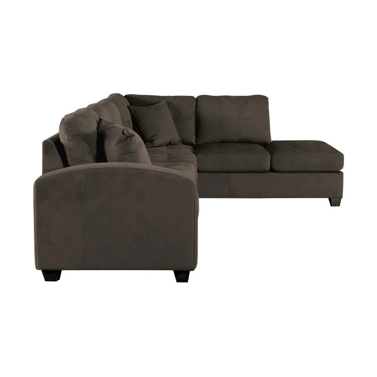 Emilio Chocolate Velvet Fabric 2-Piece Reversible Sectional With Chaise - Image 3