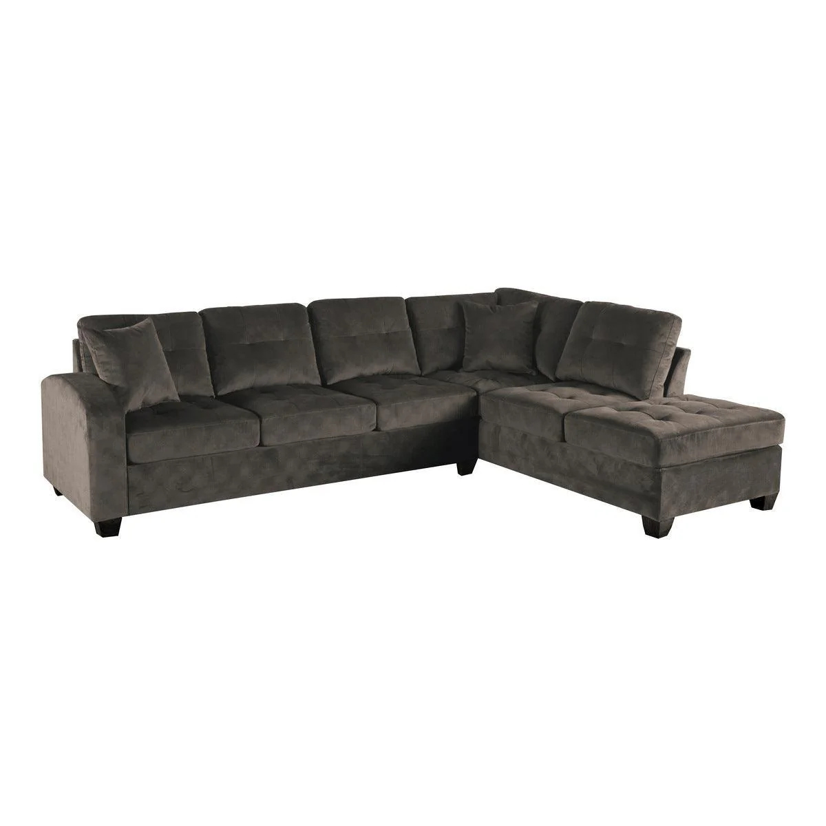 Emilio Brown Fabric 3-Piece Reversible Sectional With Ottoman - Image 2