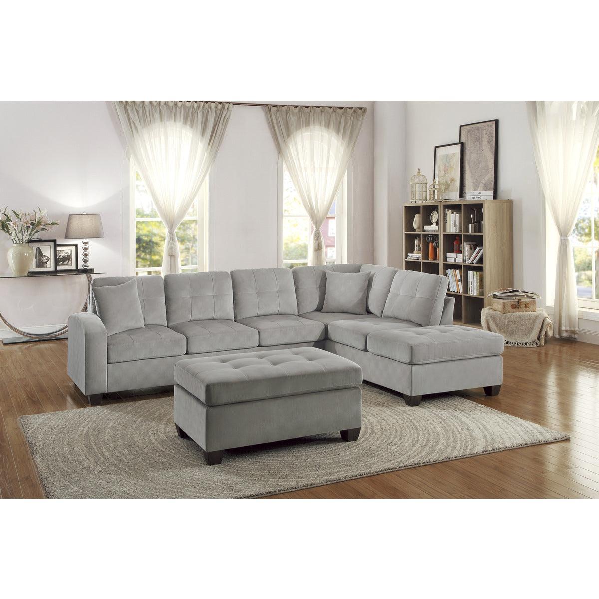 Taupe Fabric Tufted Ottoman - Image 3