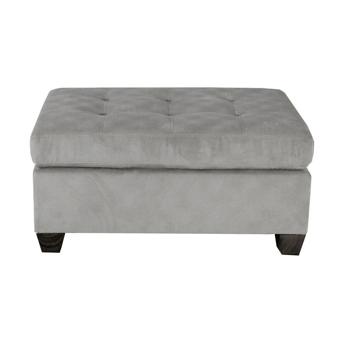 Taupe Fabric Tufted Ottoman - Image 1