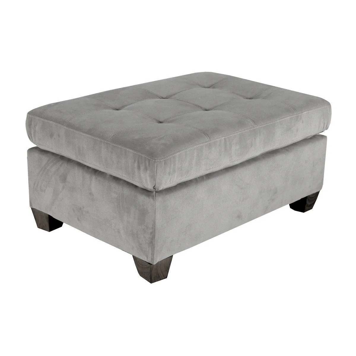 Taupe Fabric Tufted Ottoman - Image 2
