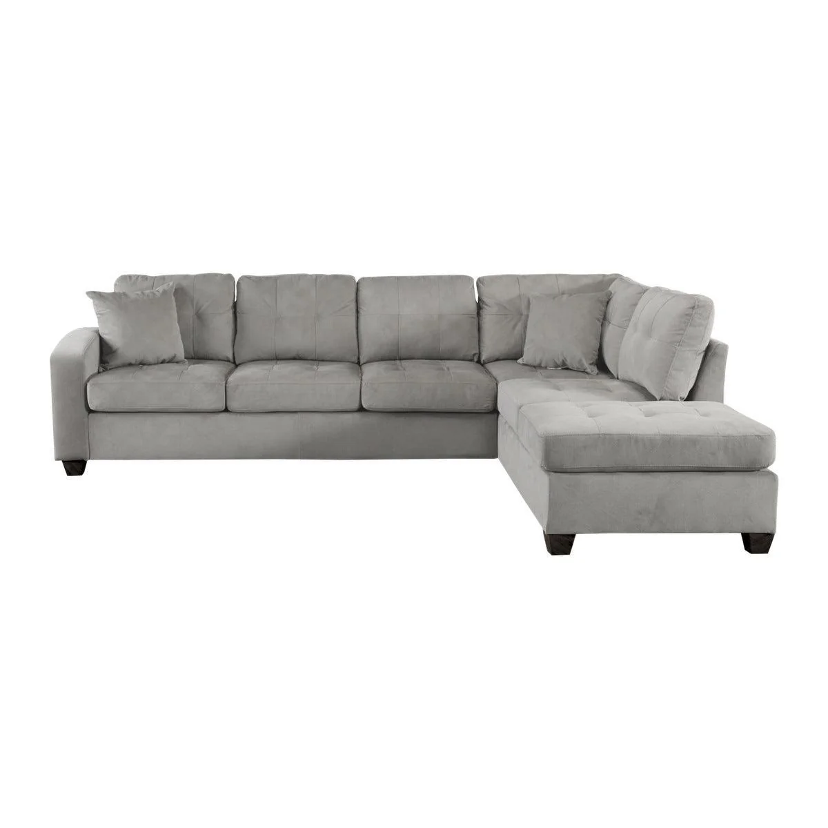Emilio Brown Fabric 2-Piece Reversible Sectional With Chaise - Image 2