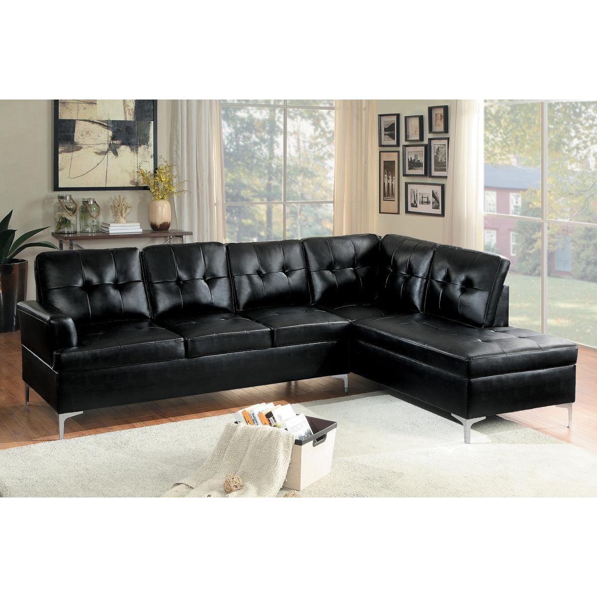 Barrington Black Faux Leather 2-Piece Sectional With Right Chaise - Image 2