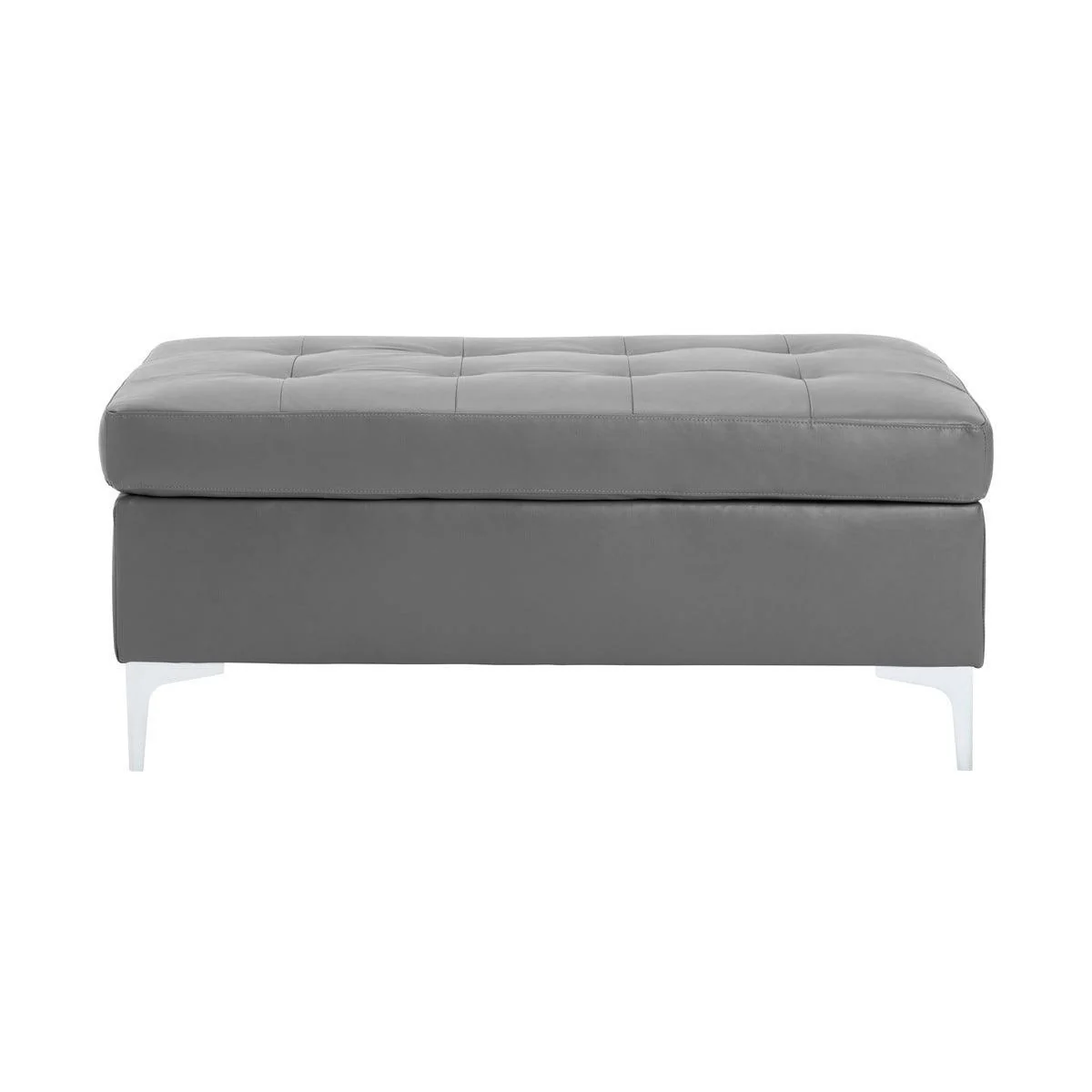Barrington Gray Faux Leather Tufted Ottoman - Image 1