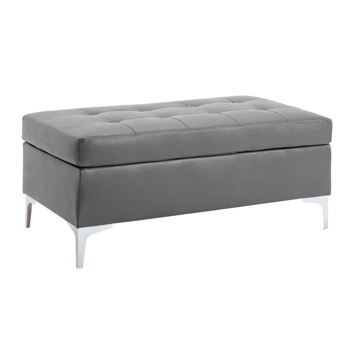 Barrington Gray Faux Leather Tufted Ottoman - Image 2