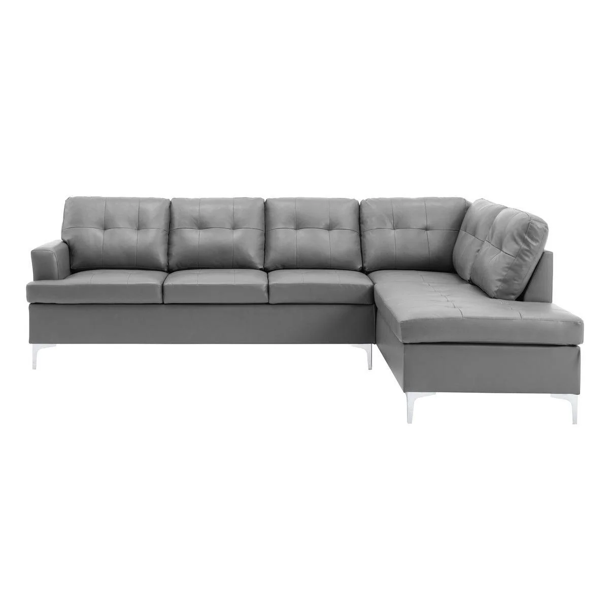 Barrington Gray Faux Leather 3-Piece Sectional With Right Chaise Ottoman - Image 3