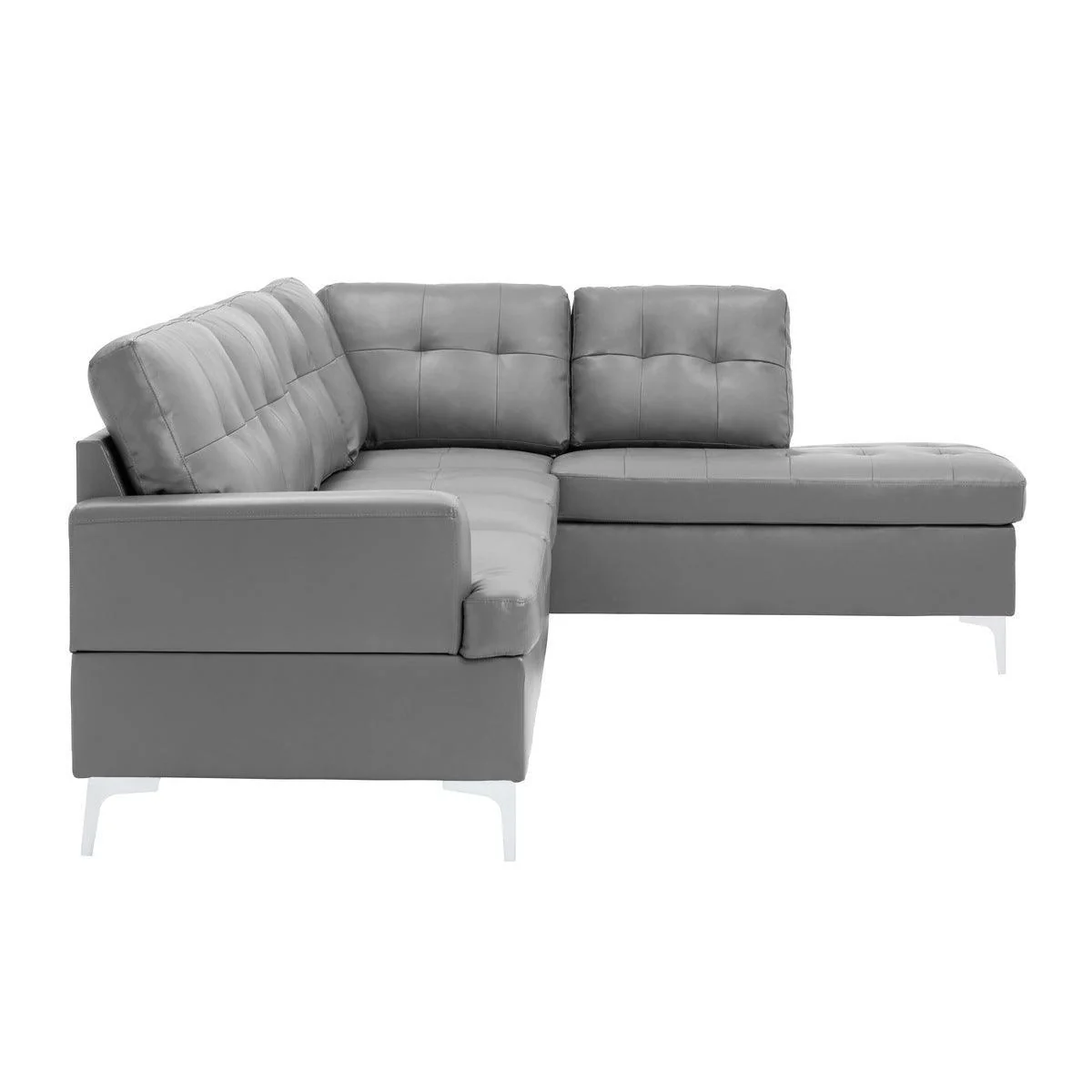 Barrington Gray Faux Leather 2-Piece Sectional With Right Chaise - Image 3