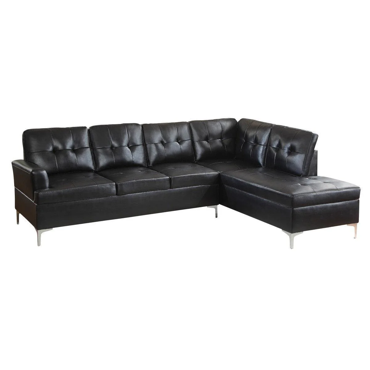 Barrington Black Faux Leather 2-Piece Sectional With Right Chaise - Image 1