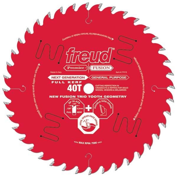 P412 Premier Fusion Crosscut & Rip Blade, 12″ diameter, 1″ arbor, 48 teeth, 30 degree Hi-ATB