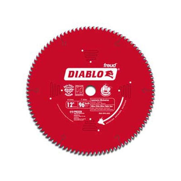 D1296L Diablo Laminate/Flooring Blade – Sliding Miter, 12″ diameter, 1″ arbor, 96 teeth TCG