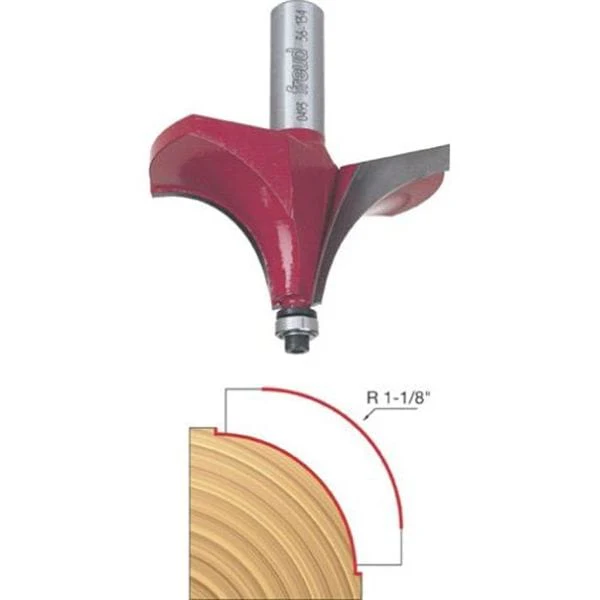 36-134 Quadra-Cut Beading Router Bit 1-1/8" Radius 1/2" Shank - Image 1